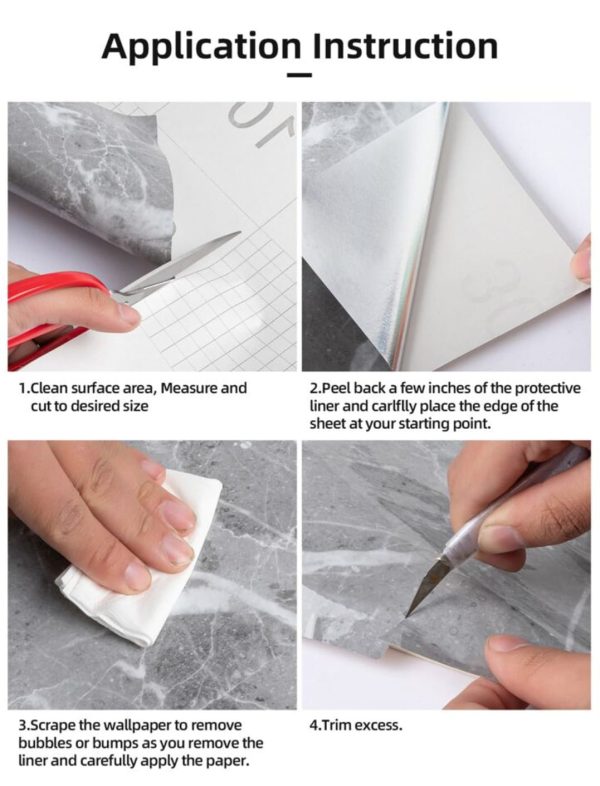 Self Adhesive White Marble Sheet Sticker For Kitchen, Cupboard, Wall – Anti Oil And Heat Resistant Wallpaper – 02 Meter